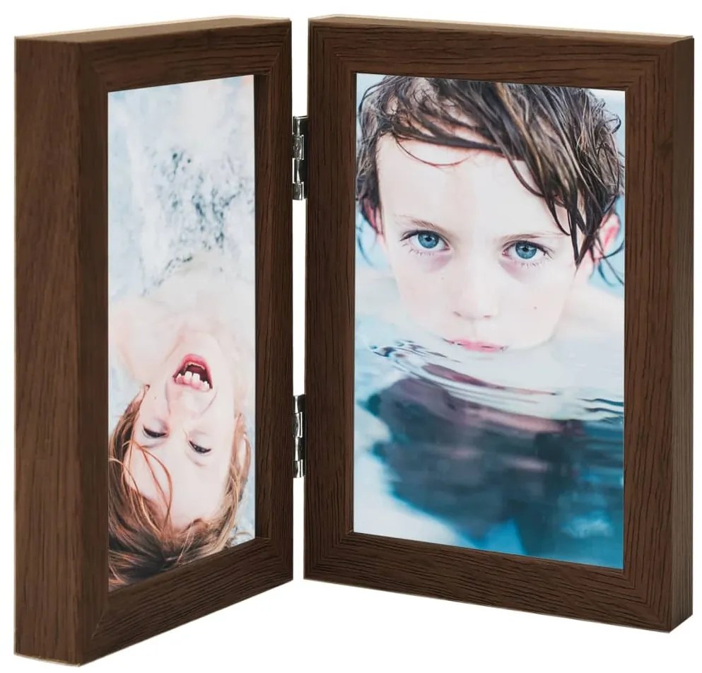 vidaXL Moldura com duas dobras 2x(21x29,7 cm) castanho-escuro