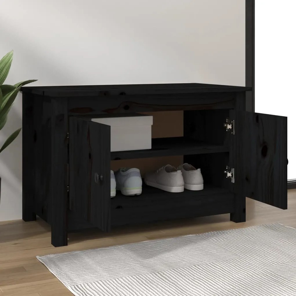 Sapateira 70x38x45,5 cm pinho maciço preto
