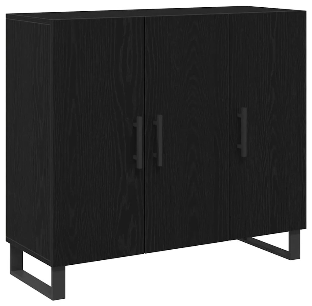 Sideboard vidaXL com 3 portas em Carvalho Preto 90x34x80 cm em Madeira