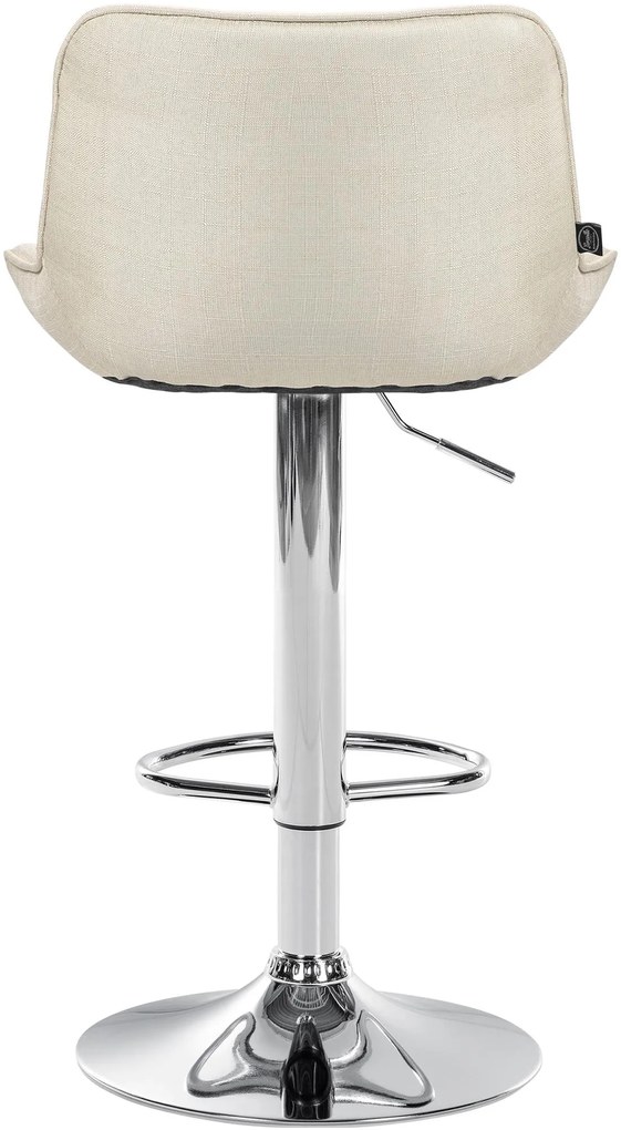 Banco alto em tecido com estrutura prateada 85-106 x 49 x 51 cm cor creme
