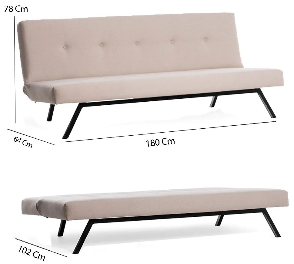 Sofá-Cama de 3 Lugares Zola – Creme – 180 x 102 cm