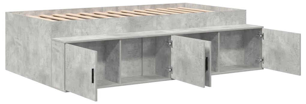 Estrutura de Cama de Armazenamento Cinza Concreto 75x190 cm