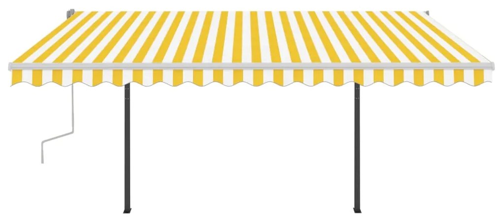 Toldo retrátil manual com luzes LED 4x3,5 m amarelo e branco