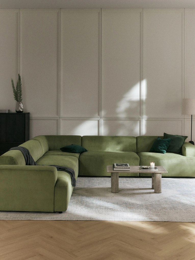 Sofá de canto XL em bombazina Melva