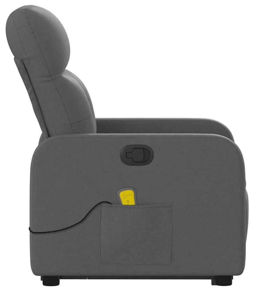 Poltrona elevatória de massagens tecido cinzento-escuro