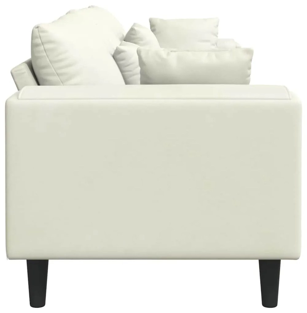 Sofá de Veludo com almofada com travesseiro Creme 208 cm Veludo
