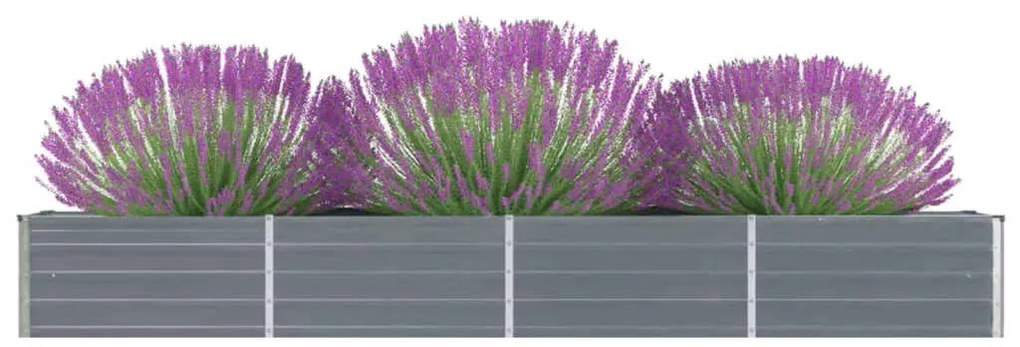 Canteiro elevado jardim aço galvanizado 320x40x45 cm cinzento