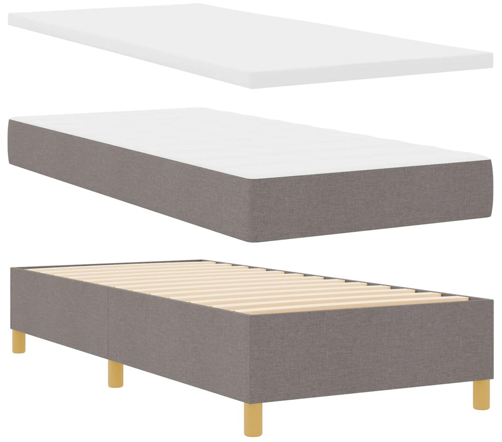 Cama Box Spring com Colchão & LED Taupe 100x200 cm Tecido