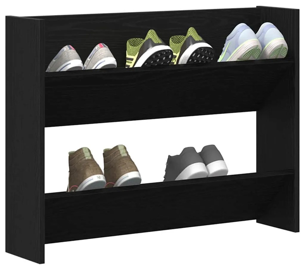Armários para Sapatos de Parede Carvalho preto 60 x 18 x 60 cm