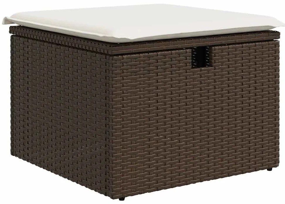 7 pcs conjunto de sofás jardim c/ almofadões vime PE castanho