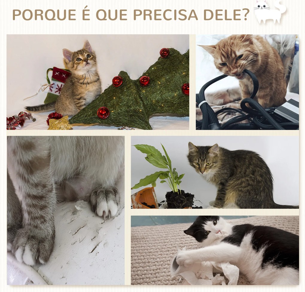 Conjunto de Prateleiras de Parede para Gatos de 4 Peças com 3 Postes de Sisal Rede e 1 Plataforma para Saltar de 3 Níveis Bege