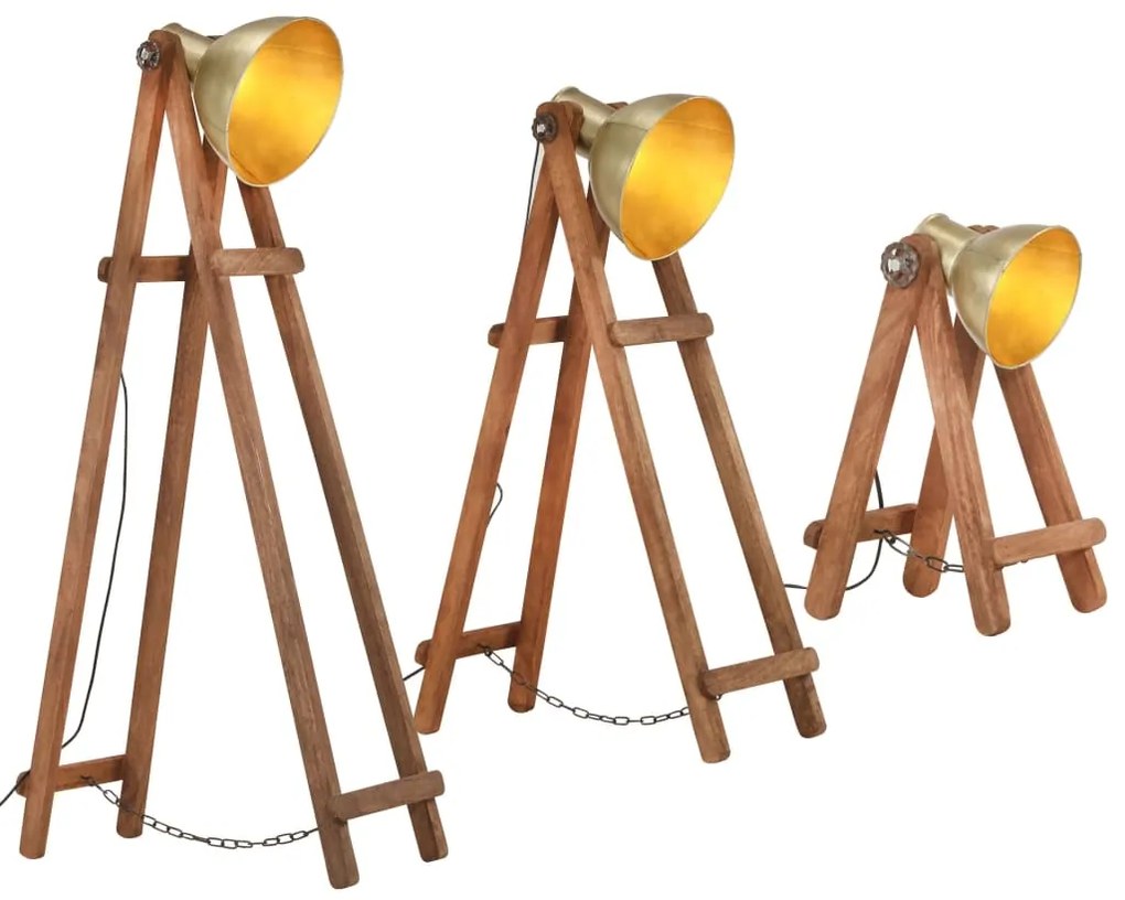 Candeeiros de chão 3 pcs E27 mangueira maciça cor bronze