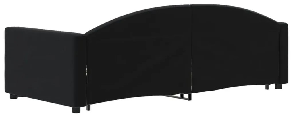Sofá-cama com gavetão e gavetas 90x190 cm veludo preto