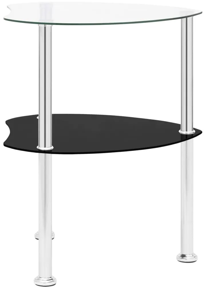 Mesa apoio 2 prateleiras 38x38x50cm vidro temp. transp./preto