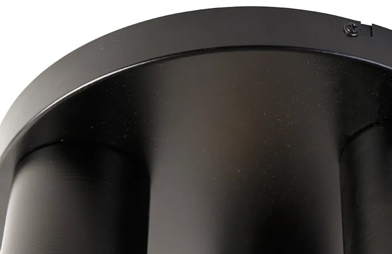 Candeeiro de teto industrial preto com dourado redondo 3 luzes - Raspi Industrial