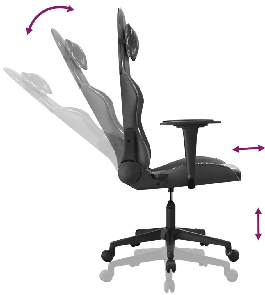 Cadeira gaming couro artificial preto e camuflado