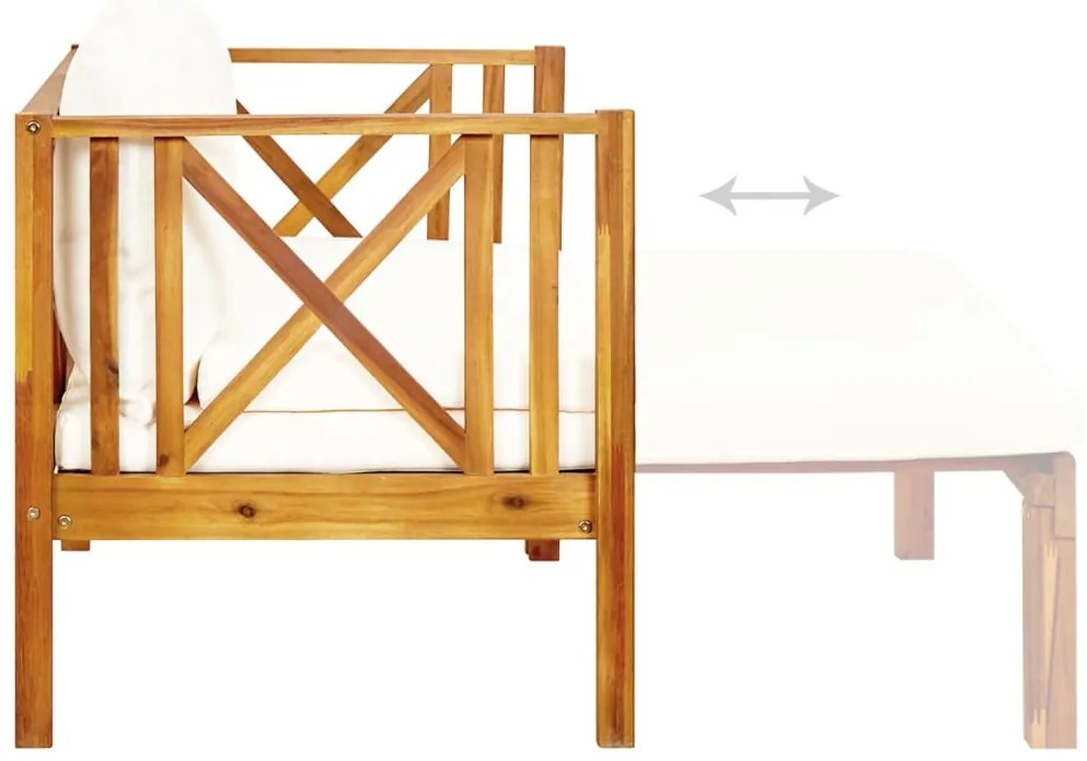 Banco de jardim 2 lugares c/ almofadões 122 cm acácia maciça
