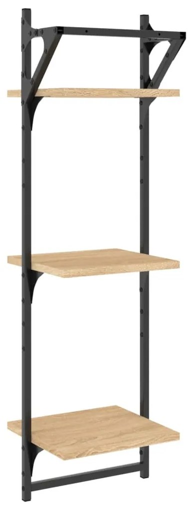 Estante 3 prateleiras + barras 2pcs 30x25x100cm carvalho sonoma