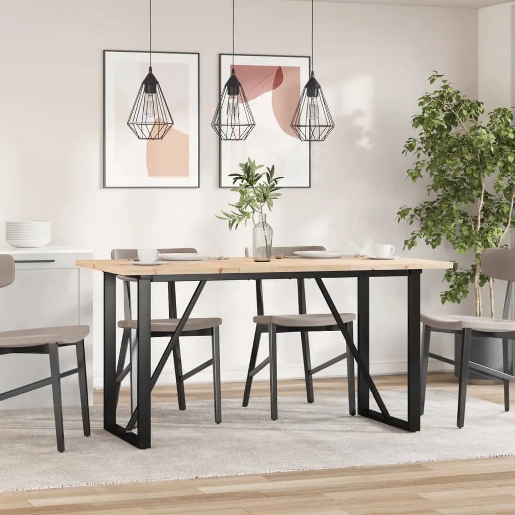 Mesa de jantar estrutura em O 160x80x75,5cm pinho/aço