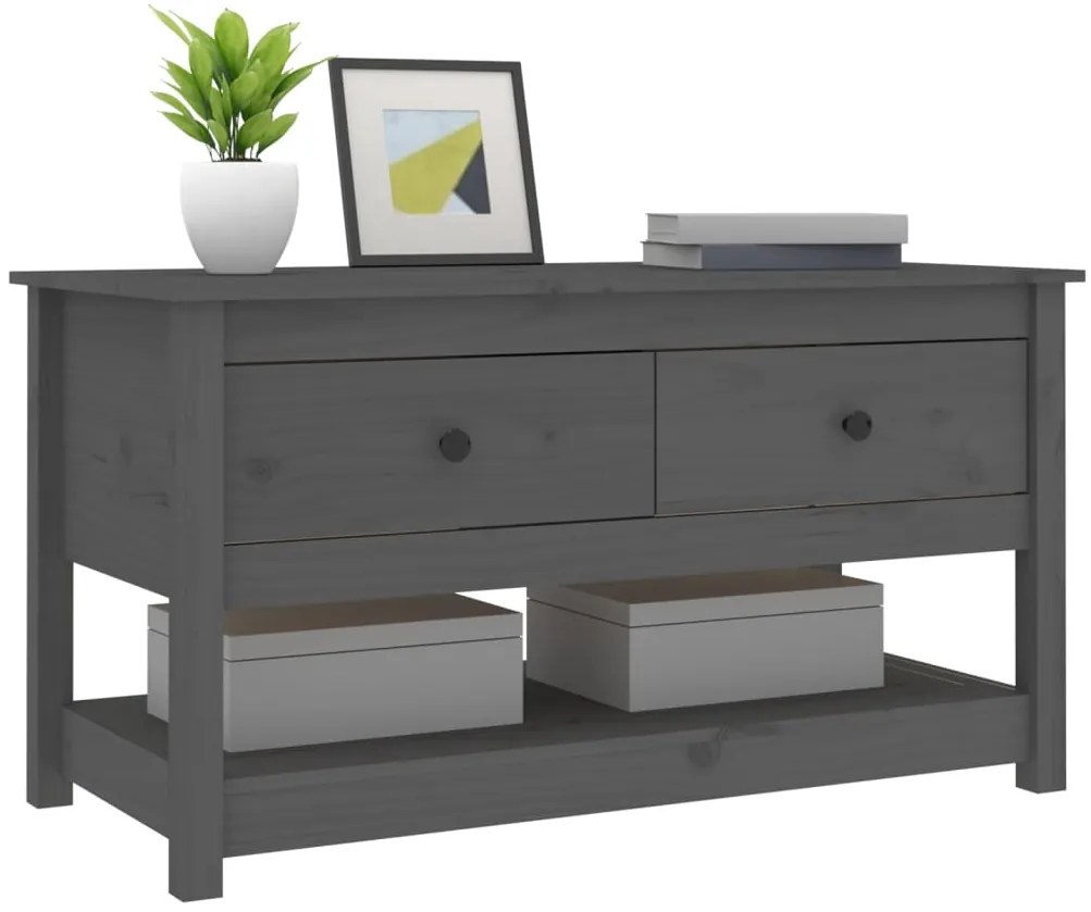 Mesa de centro 102x49x55 cm pinho maciço cinza