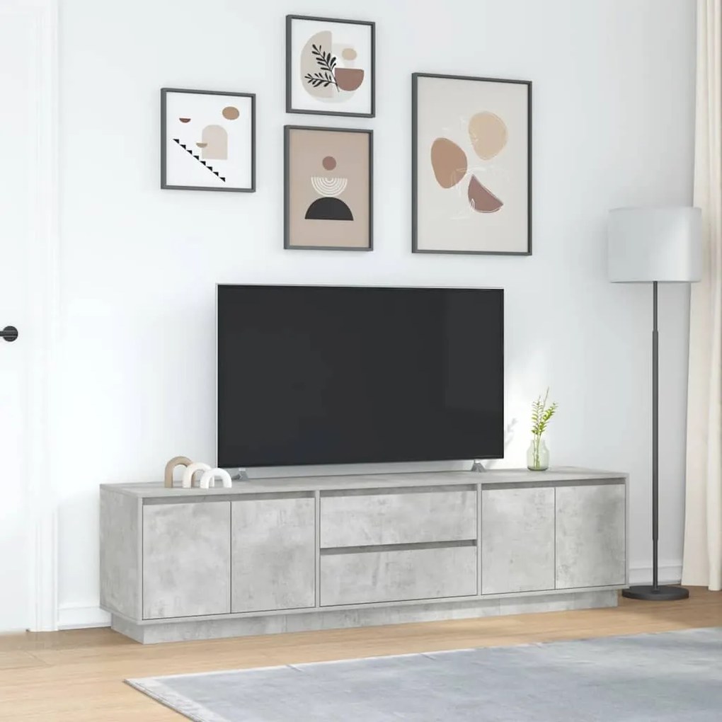 Móvel de TV com luzes LED 193,5x41x50 cm cinzento cimento