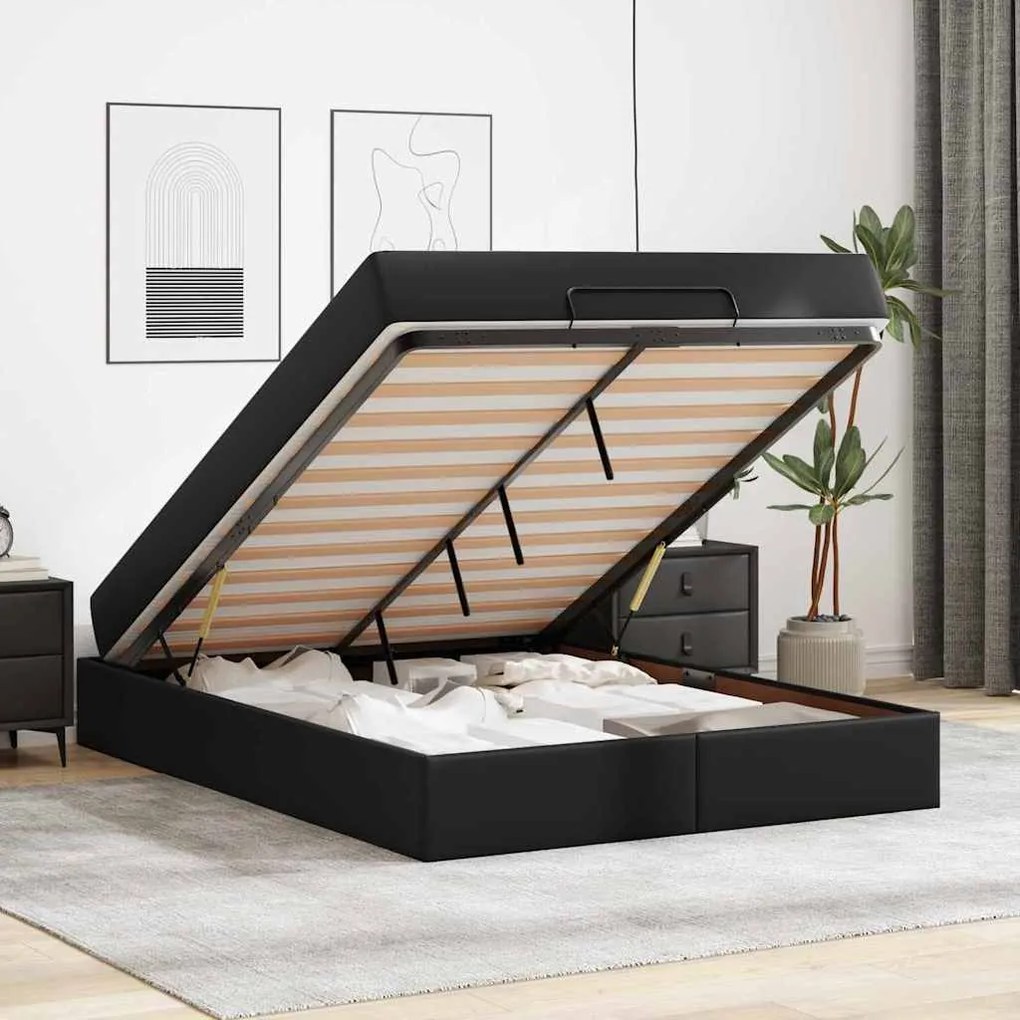 Estrutura de cama com colchão Outros Preto 160 x 200 cm