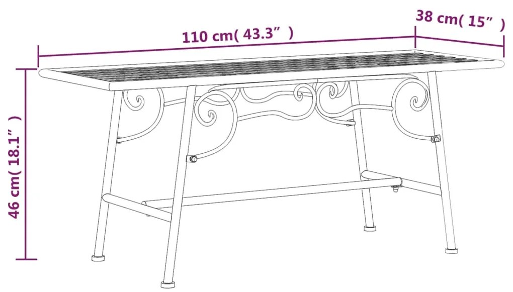 Banco para árvore 110 cm aço preto