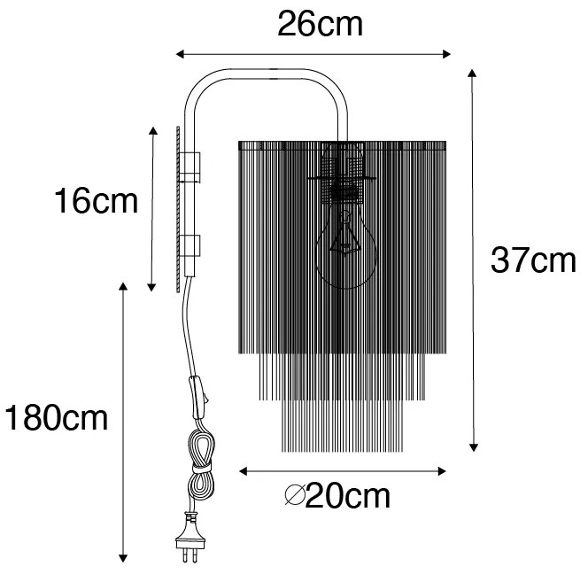 Candeeiro de parede oriental dourado com aba dourado - Franxa
