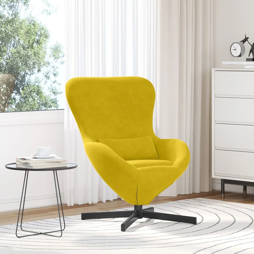 Poltrona Ovo VidaXL Veludo Amarelo