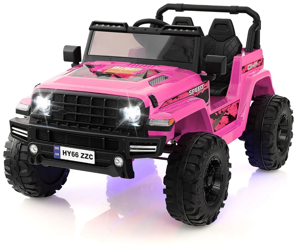 Carro Elétrico para Crianças de 2 Lugares com Bateria 24V com Controlo Remoto Bluetooth Música Luzes LED Rosa