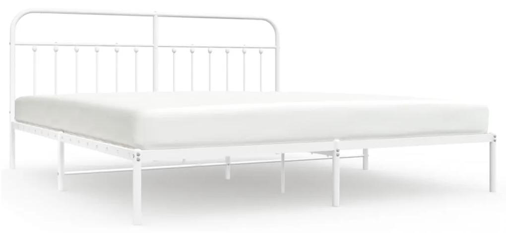Estrutura de cama com cabeceira 193x203 cm metal branco