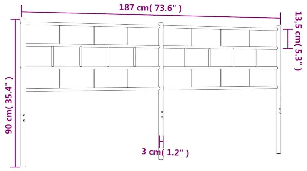 Cabeceira de cama 180 cm metal preto