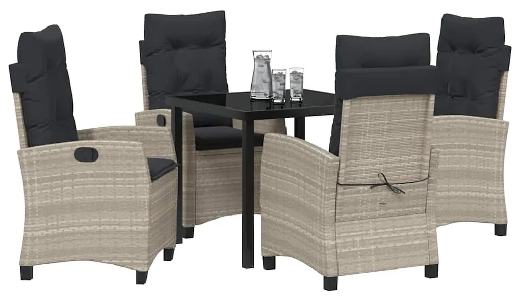Conjunto de Jantar de Jardim com 5 Peças e Almofadas - Rattan Poly Cin
