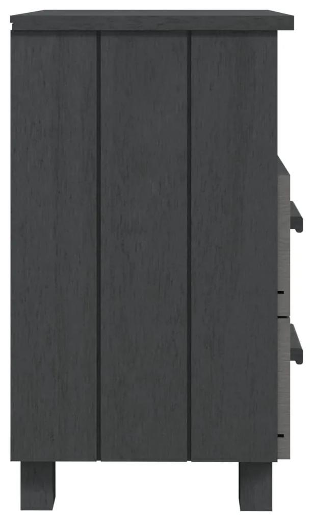 Mesas cabeceira HAMAR 2pcs 40x35x62cm pinho maciço cinza-escuro