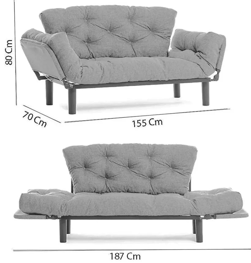 Sofá-Cama de 2 Lugares Nitta – Multicolor – 155x80x70 cm