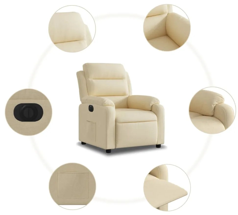 Poltrona reclinável elétrica tecido cor creme