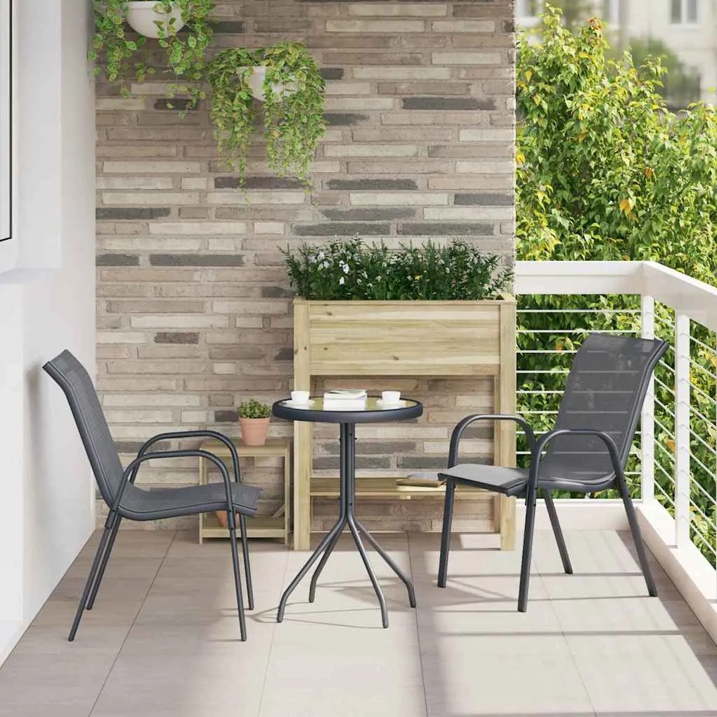 vidaXL Conjunto Bistro de Jardim 3 pcs Cinzeto Aço