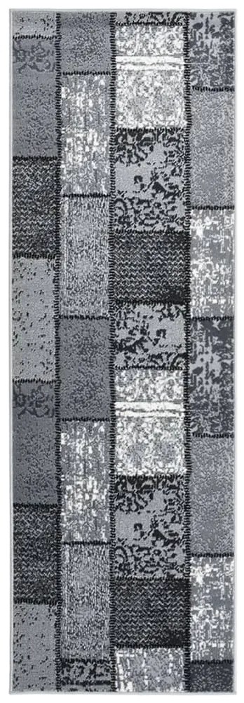 vidaXL Passadeira c/ padrão de blocos 100x350cm polipropileno cinzento