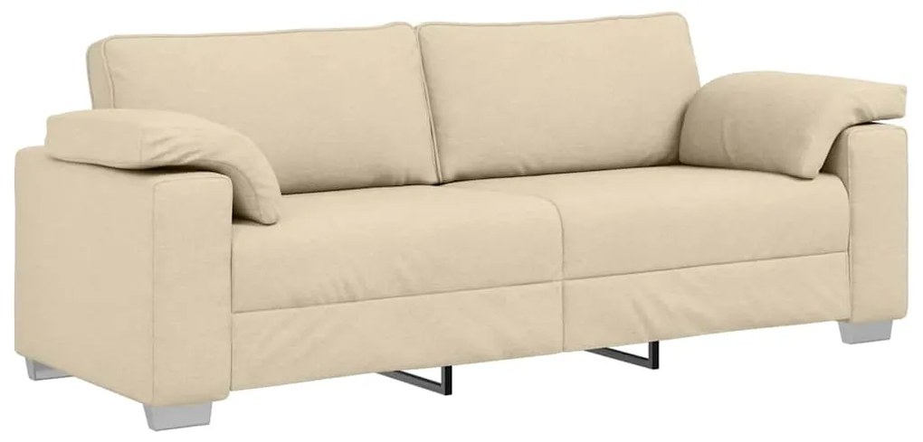 Sofá 3 lugares creme, 178 cm, tecido