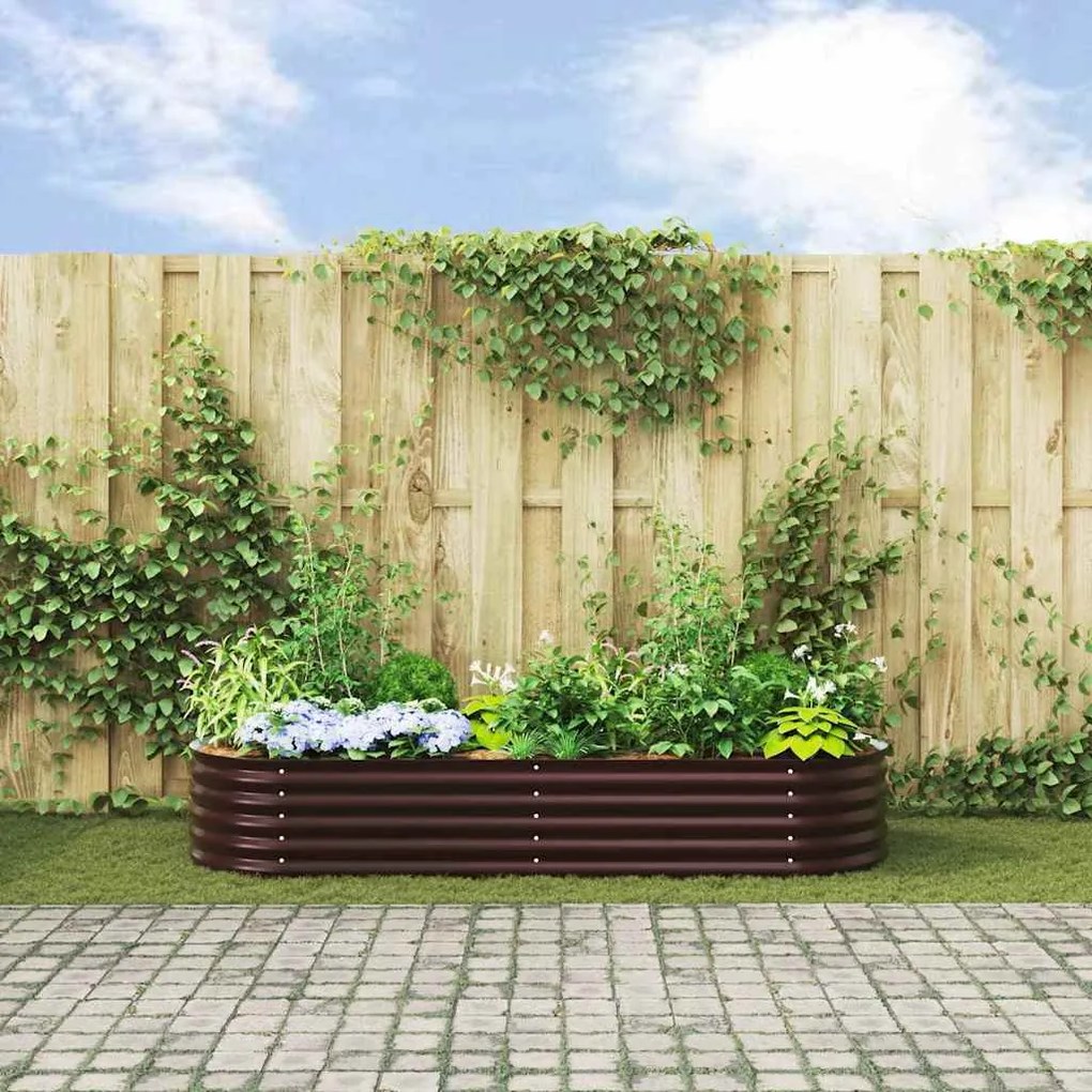 Canteiro Elevado para Jardim Castanho vidaXL 240x80x44 cm em Aço Galva