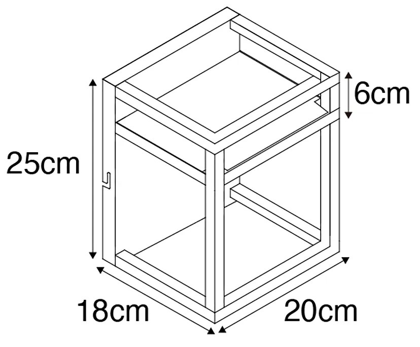 LED Candeeiro de parede inteligente preto com prateleira incl. Wifi G95 - Cage Rack Industrial