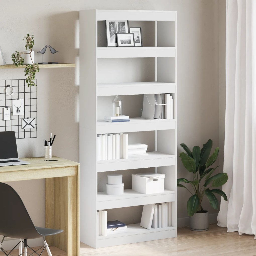 vidaXL Estante Branca Branco Madeira engenheirada 80 x 30 x 198 cm