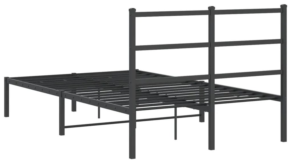 Estrutura de cama com cabeceira 120x190 cm metal preto