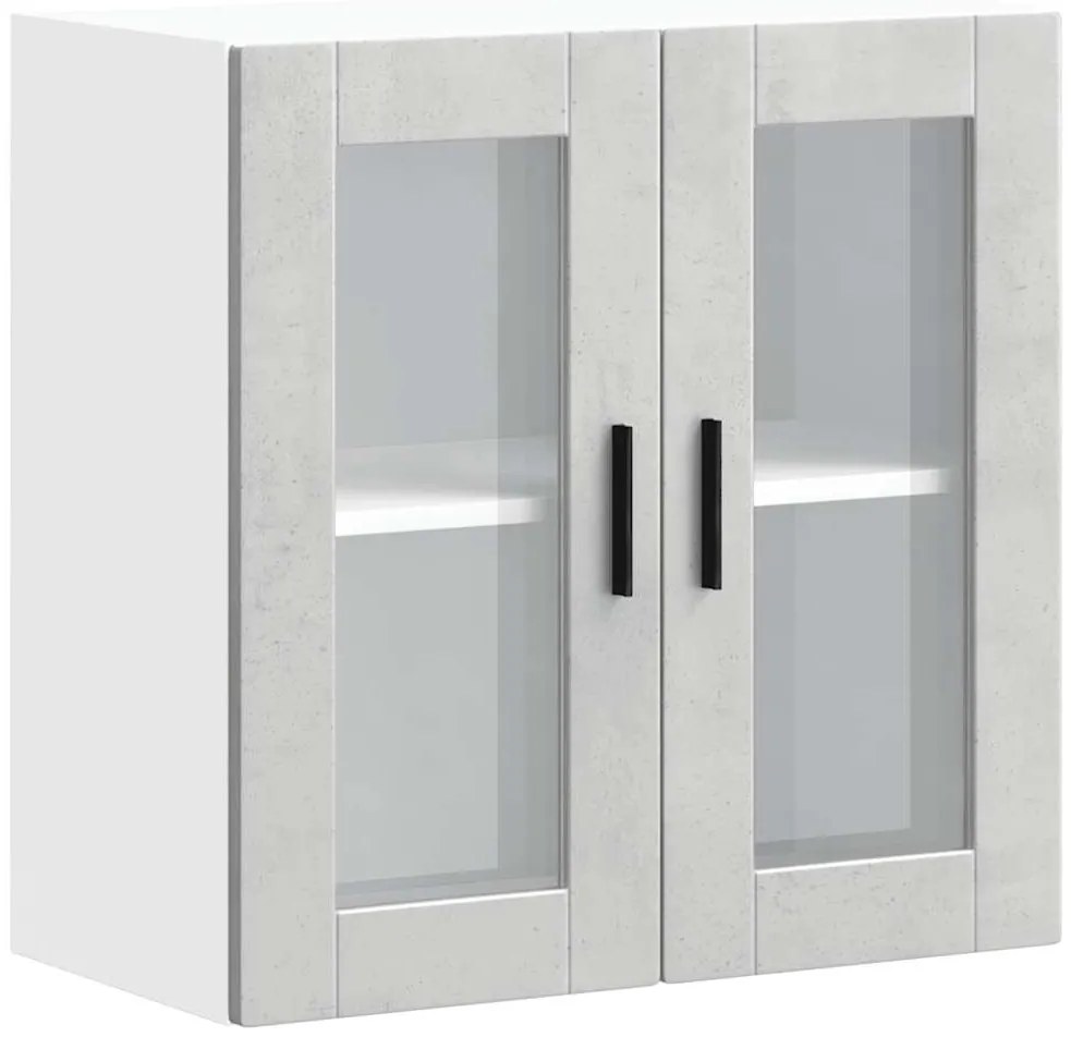 vidaXL Armário de parede de cozinha porta de vidro Porto cinza betão
