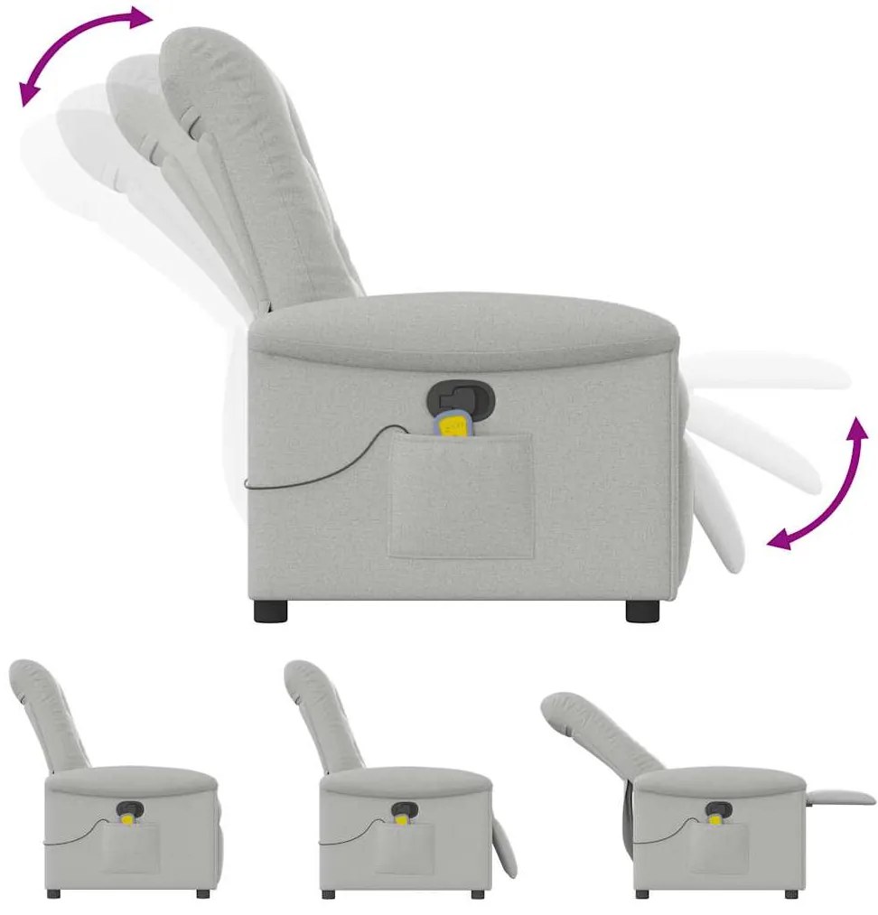 Cadeira de massagem reclinável tecido cinzento