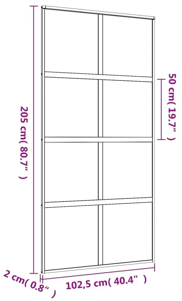 Porta deslizante 102,5x205 cm vidro ESG/alumínio dourado