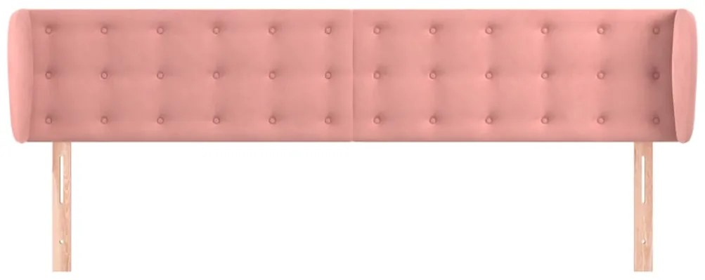 Cabeceira de cama c/ abas veludo 203x23x78/88 cm rosa
