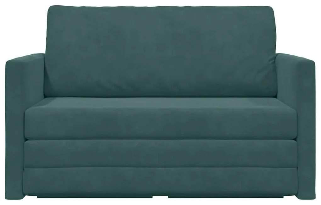 Sofá Cama de Piso 2 em 1 Verde Escuro 124x204x61 cm Veludo
