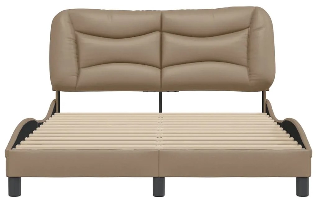 Estrutura cama cabeceira 140x200 cm couro artificial cappuccino