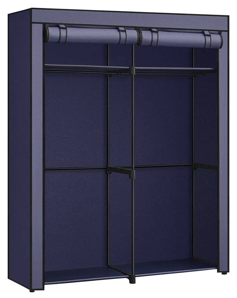 Armário portátil com 2 varões e capa de tecido | SONGMICS | 140 x 43 x 174 cm | azul escuro | RYG002I02.